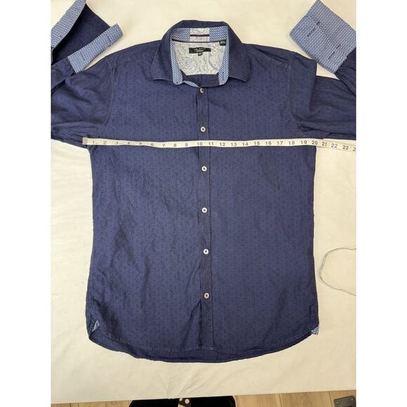 Ted Baker Navy Blue Contrast Flip Cuff Collar Dress Shirt Button Men Preppy 15.5 - Picture 3 of 9